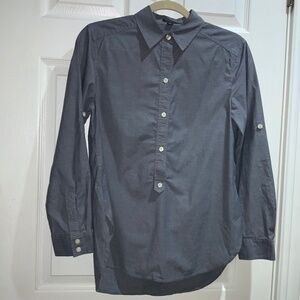 Ann Taylor button front tabbed sleeve tunic top Sz XS cotton blend